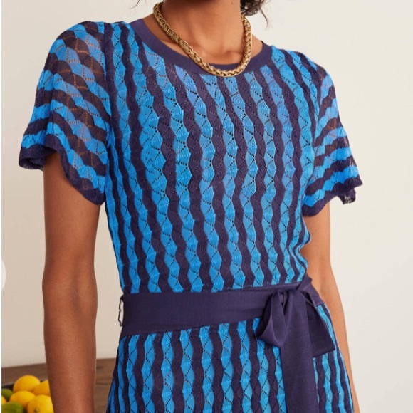 Boden Blue Rowan Pointelle Knitted Dress - Picture 4 of 12